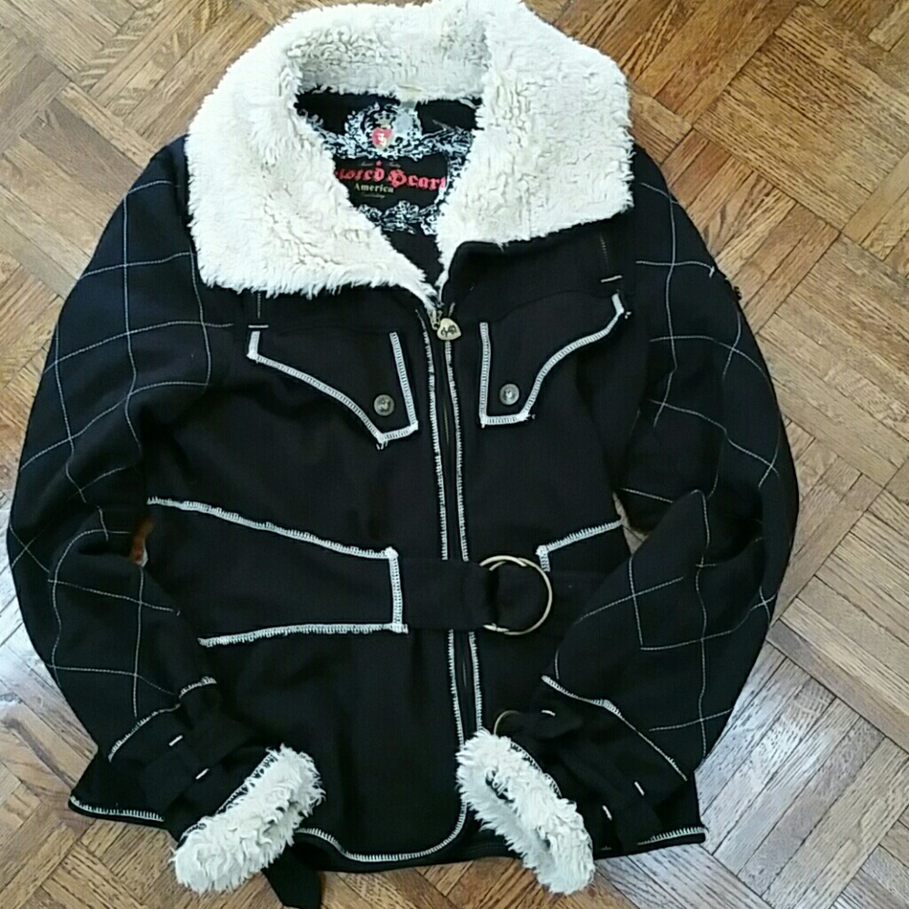 Twisted Heart jacket with faux fur collar